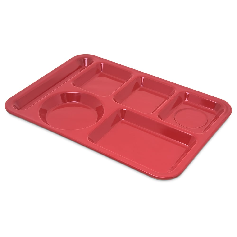 Carlisle Melamine Rectangular Tray w/ (6) Compartments, 14" x 10", Red (4398005)