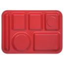 Carlisle Melamine Rectangular Tray w/ (6) Compartments, 14" x 10", Red (4398005) thumbnail 2