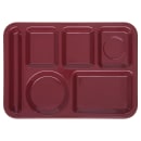 Carlisle Melamine Rectangular Tray w/ (6) Compartments, 14" x 10", Dark Cranberry (4398085) thumbnail 2