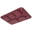 Carlisle Melamine Rectangular Tray w/ (6) Compartments, 14" x 10", Dark Cranberry (4398085) thumbnail 3
