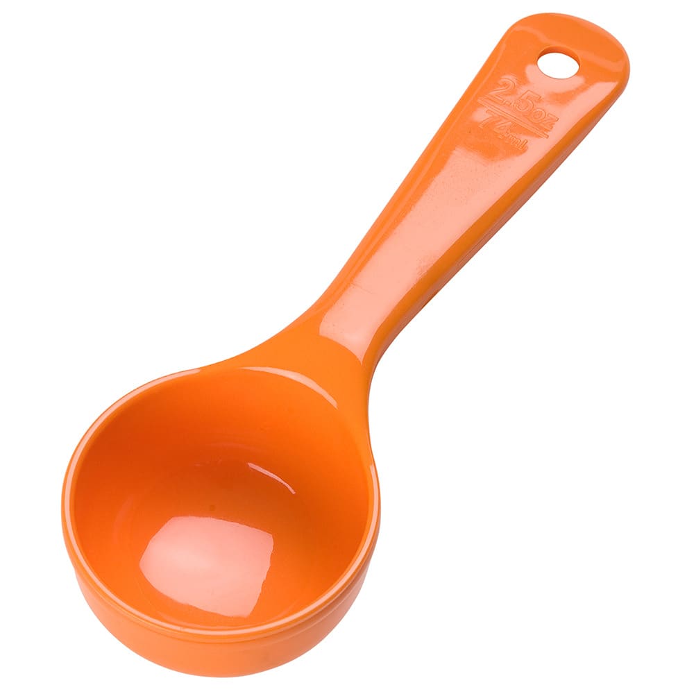 Carlisle 2 1/2 oz Solid Portion Spoon w/ Flat Bottom, Plastic, Orange (492524)