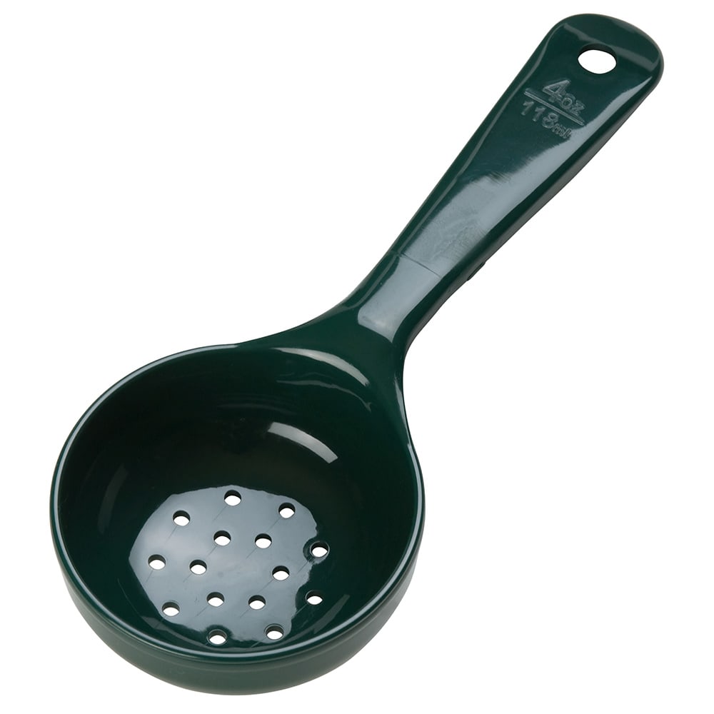 Carlisle 4 oz Perforated Portion Spoon w/ Flat Bottom, Plastic, Forest Green (492908)