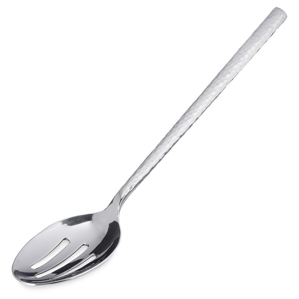 Carlisle 12" Terra Slotted Serving Spoon - Hammered, Stainless (60201)