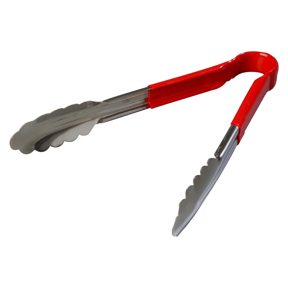 Carlisle 9 1/2" Stainless Utility Tongs, Red (60756005)