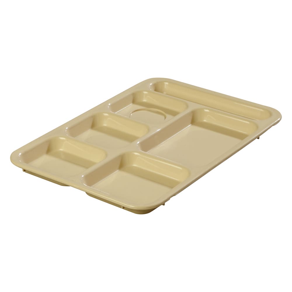 Carlisle Plastic Rectangular Tray w/ (6) Compartments, 14 3/8" x 10", Tan (614R25)