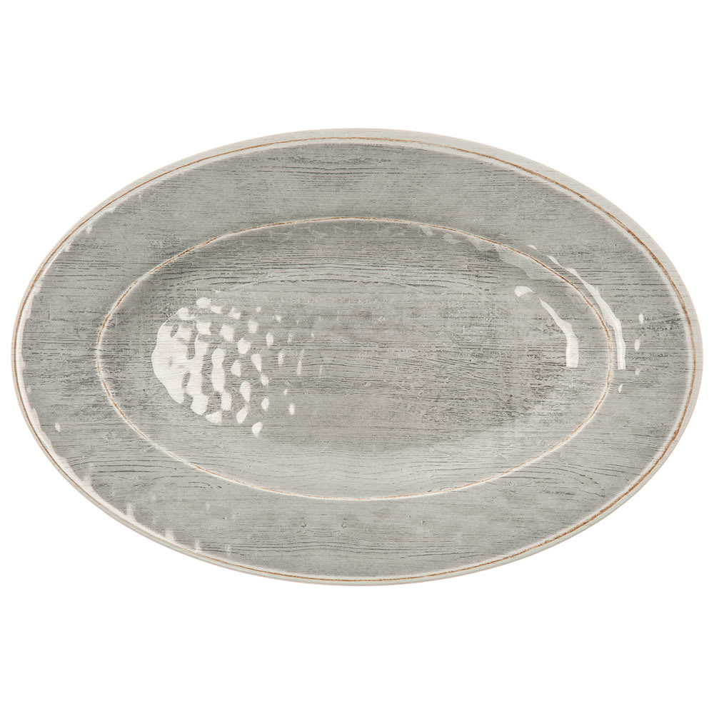Carlisle 12" x 8" Oval Grove Platter - Melamine, Smoke Gray (6402018)