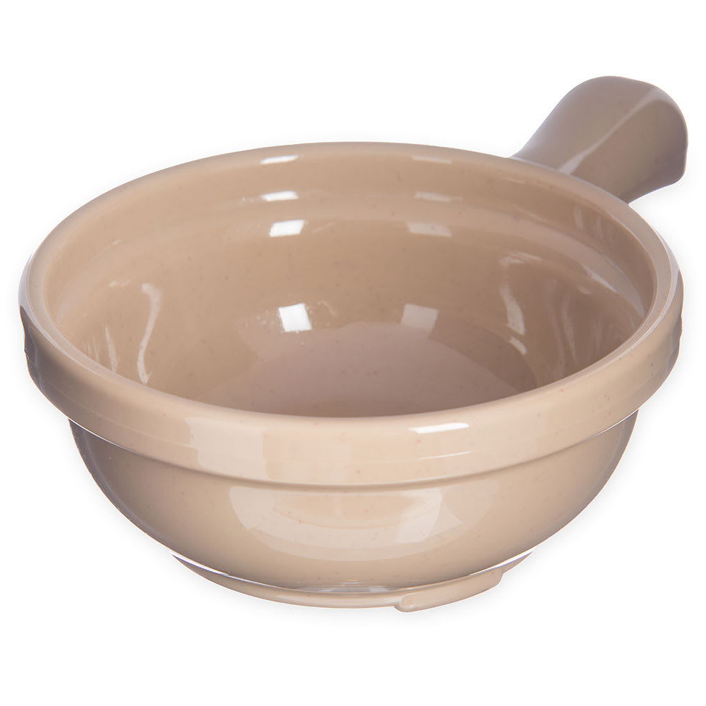 Carlisle 4 5/8" Round Handled Soup Bowl w/ 8 oz Capacity, Plastic, Stone (700619)