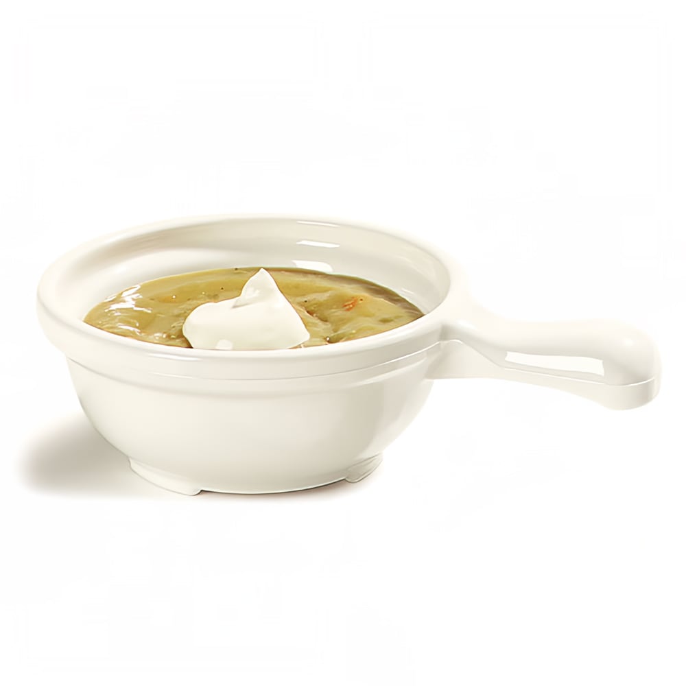 Carlisle 5 5/16" Round Handled Soup Bowl w/ 12 oz Capacity, Polycarbonate, White (742002)
