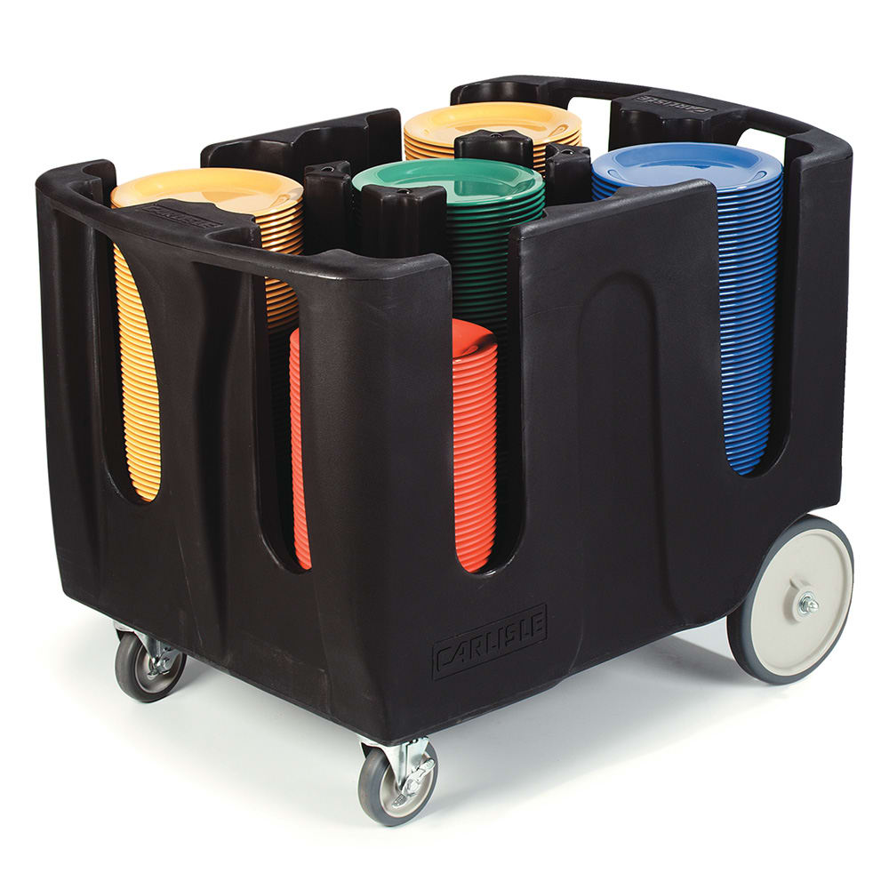Carlisle 43" Mobile Dish Caddy w/ (5) Columns - Plastic, Black (ADD403)