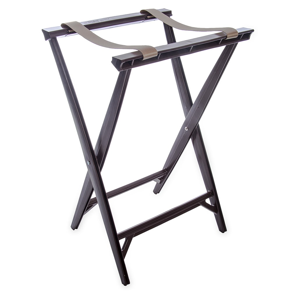 Carlisle Folding Tray Stand - 19 3/4 x 16 43/64" x 30 1/2", (2) Black Straps, Walnut (C3630W11)