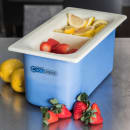 Carlisle 1/3 Size Coldmaster Coolcheck Food Pan - Plastic, White/Blue (CM1103C1402) thumbnail 5