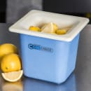 Carlisle 1/6 Size Coldmaster Coolcheck Food Pan, 6" Deep, 1 3/5 qt Capacity, White/Blue (CM1104C1402) thumbnail 5