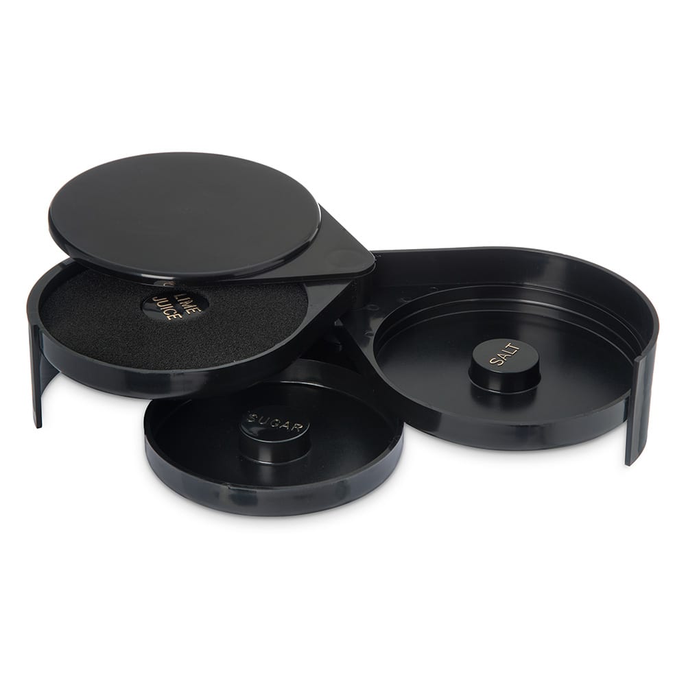 Carlisle 3 Tier Glass Rimmer w/ 6 1/4" Round Swing Trays, Acrylic, Black (GR0903)