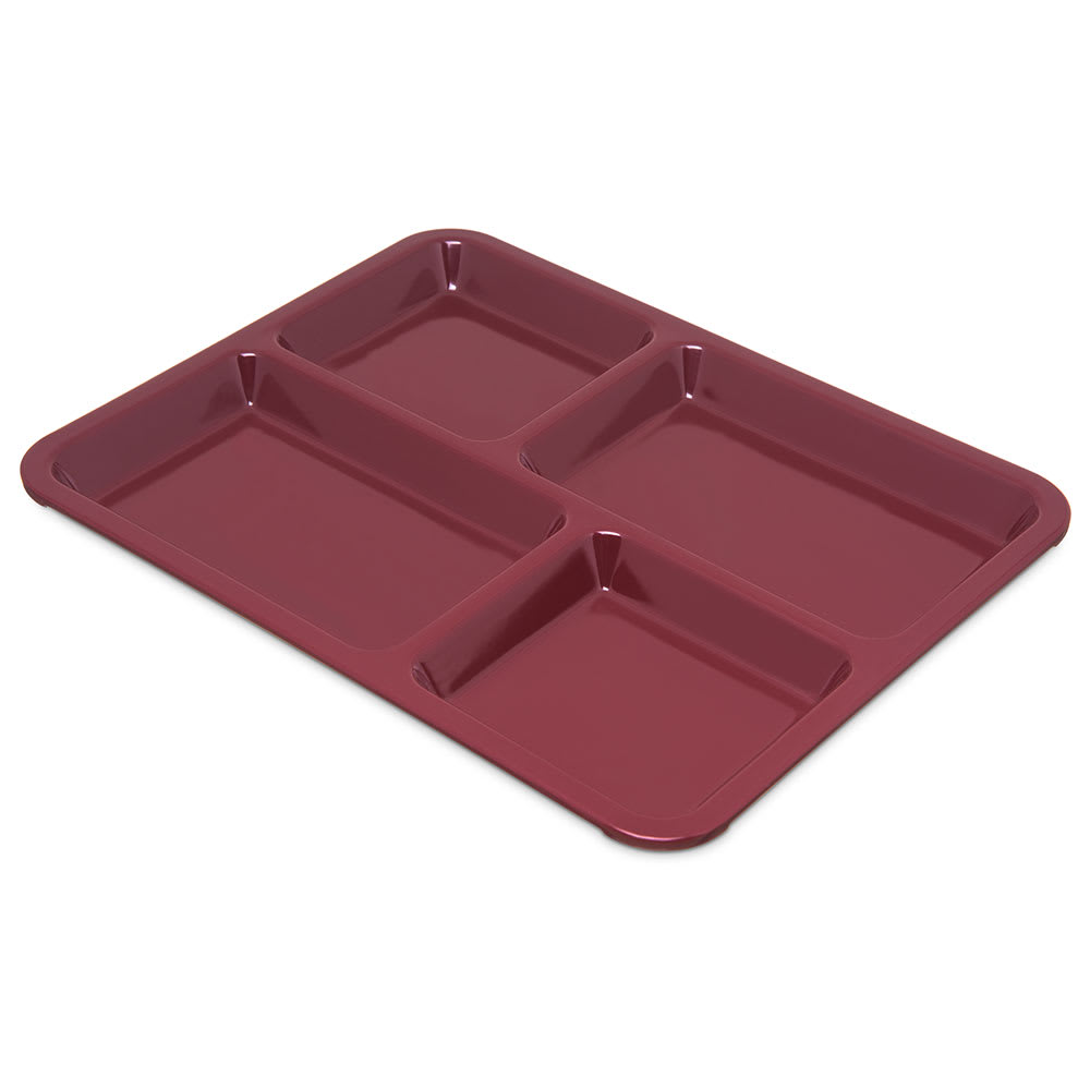 Carlisle Melamine Rectangular Tray w/ (4) Compartments, 11" x 8 1/2", Dark Cranberry (KL44485)