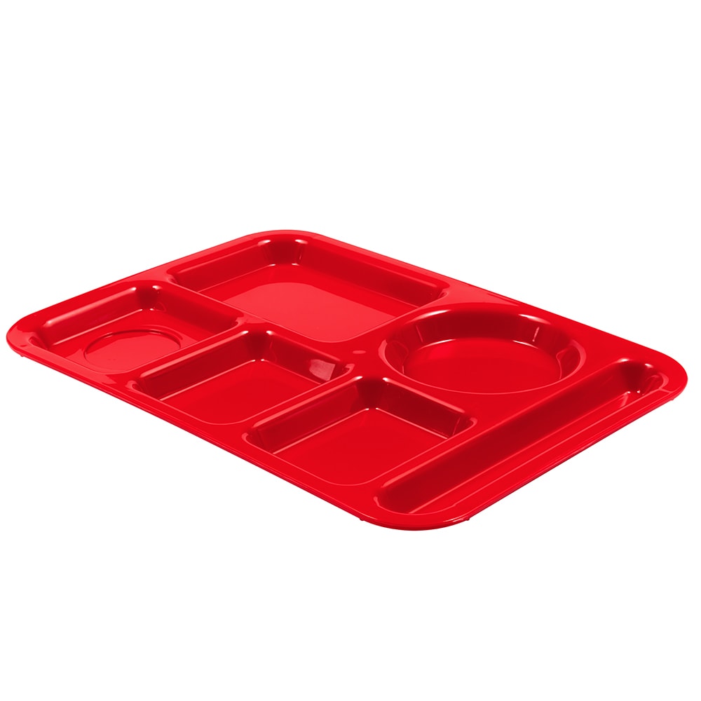 Carlisle Plastic Rectangular Tray w/ (6) Compartments, 13 7/8" x 10", Red (P61405)
