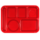 Carlisle Plastic Rectangular Tray w/ (6) Compartments, 13 7/8" x 10", Red (P61405) thumbnail 2