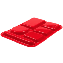 Carlisle Plastic Rectangular Tray w/ (6) Compartments, 13 7/8" x 10", Red (P61405) thumbnail 5