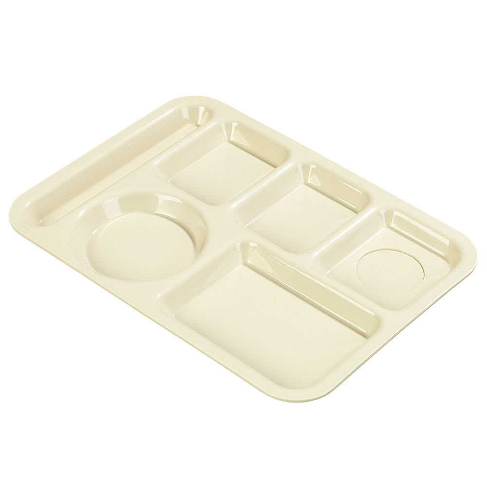 Carlisle Plastic Rectangular Tray w/ (6) Compartments, 13 7/8" x 10", Tan (P61425)