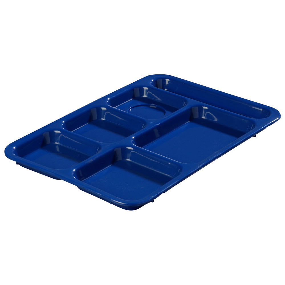 Carlisle Plastic Rectangular Tray w/ (6) Compartments, 14 3/8" x 10" Blue (P614R14)