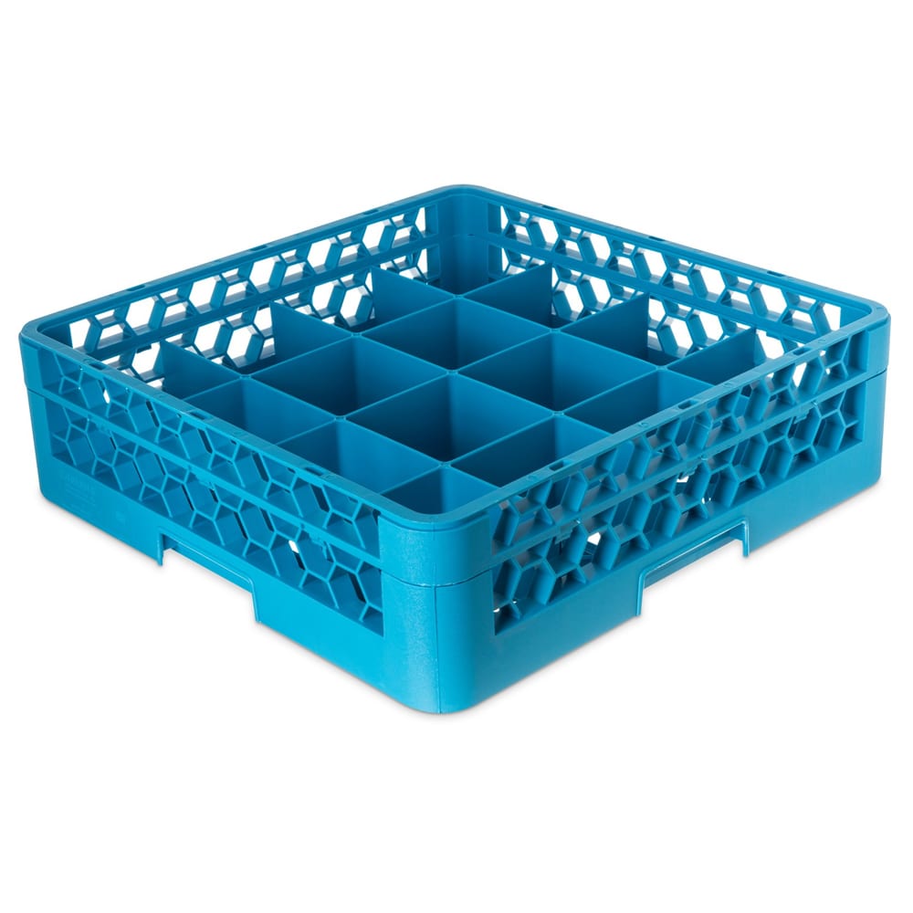 Carlisle OptiClean™ Glass Rack w/ (16) Compartments - (1) Extender, Blue (RC16-114)