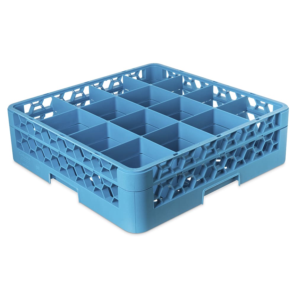 Carlisle OptiClean™ Glass Rack w/ (16) Compartments - (1) Extender, Blue (RG16114)
