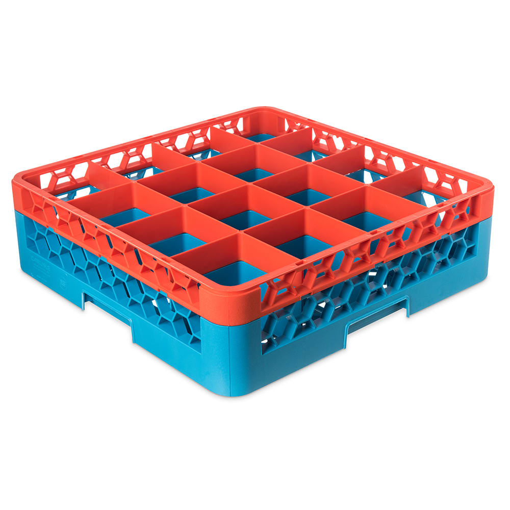 Carlisle OptiClean™ Glass Rack w/ (16) Compartments - (1) Extender, Blue (RG161C412)