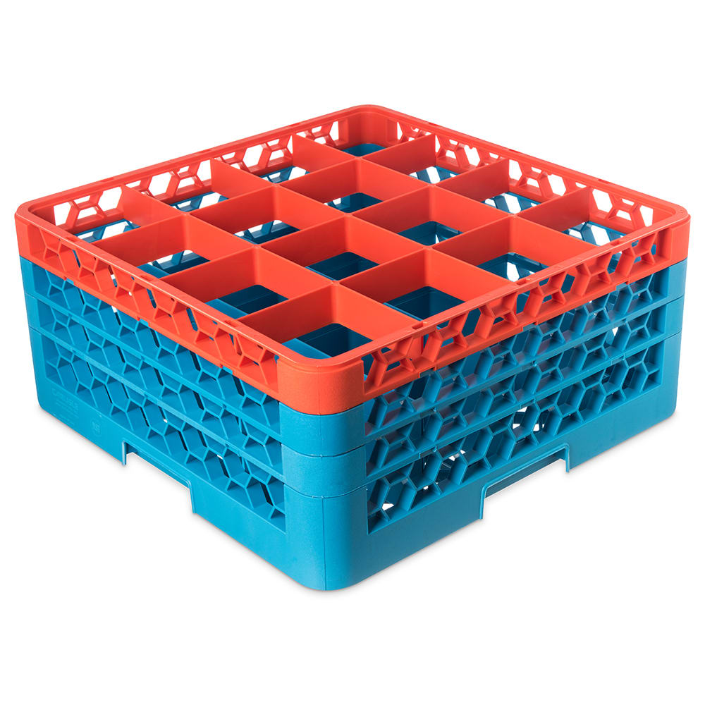 Carlisle OptiClean™ Glass Rack w/ (16) Compartments - (3) Extenders, Blue (RG16-3C412)