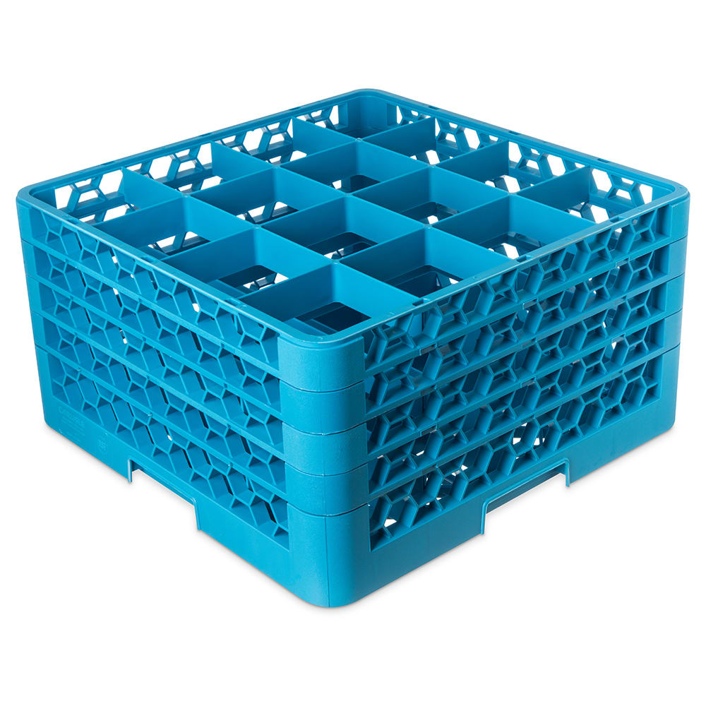 Carlisle OptiClean™ Glass Rack w/ (16) Compartments - (4) Extenders, Blue (RG16-414)
