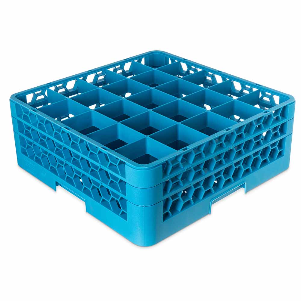 Carlisle OptiClean™ Glass Rack w/ (25) Compartments - (2) Extenders, Blue (RG25-214)