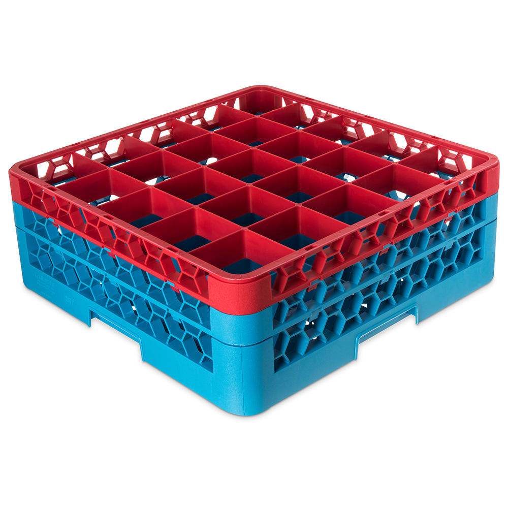 Carlisle OptiClean™ Glass Rack w/ (25) Compartments - (2) Extenders, Blue (RG25-2C410)