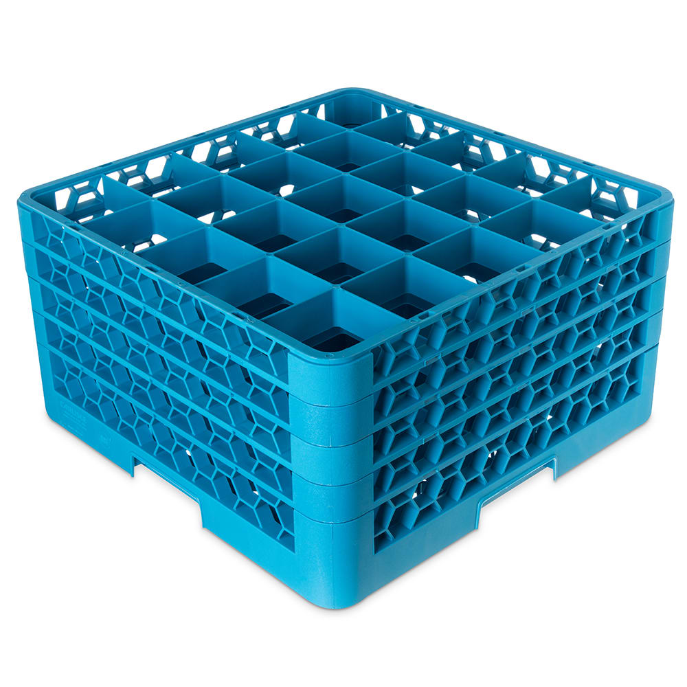 Carlisle OptiClean™ Glass Rack w/ (25) Compartments - (4) Extenders, Blue (RG25-414)