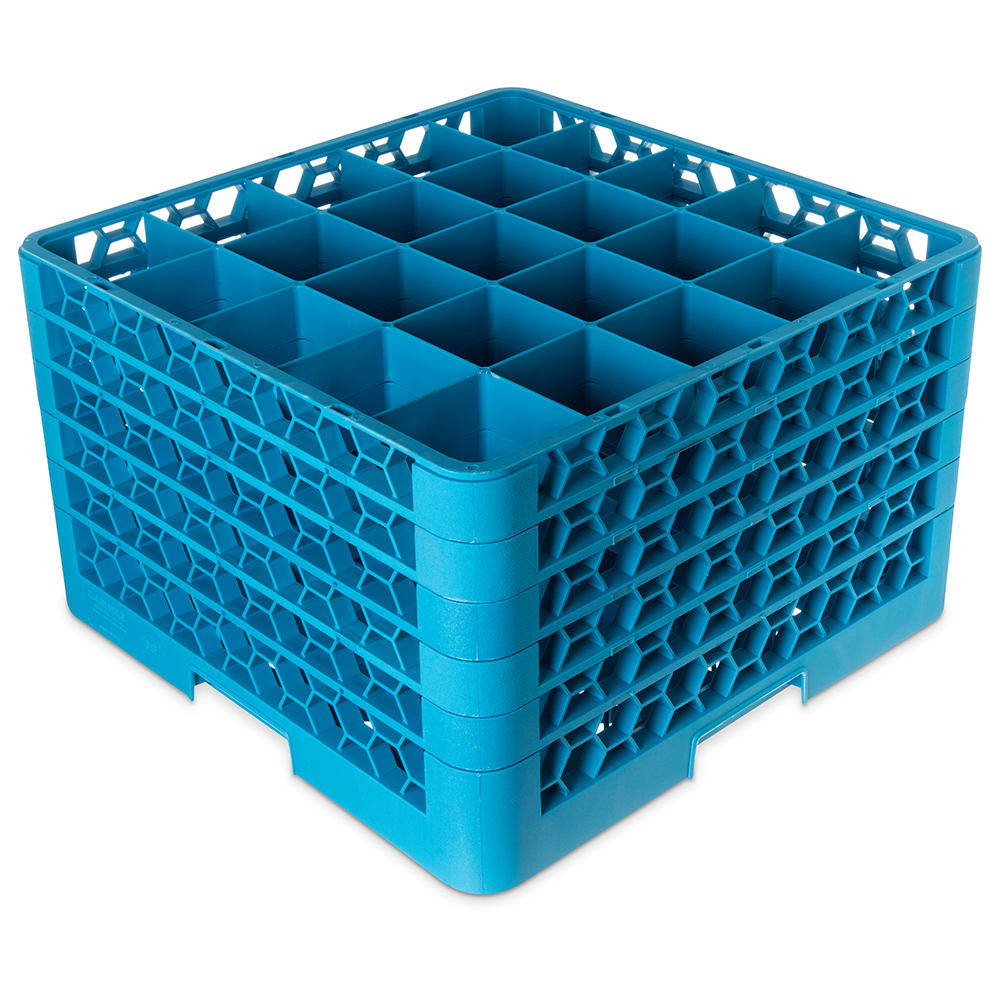 Carlisle OptiClean™ Glass Rack w/ (25) Compartments - (5) Extenders, Blue (RG25-514)