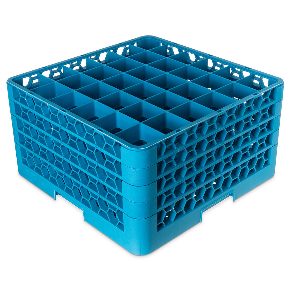 Carlisle OptiClean™ Glass Rack w/ (36) Compartments - (4) Extenders, Blue (RG36414)