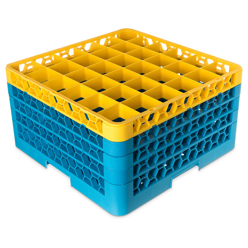 Carlisle OptiClean™ Glass Rack w/ (36) Compartments - (4) Extenders, Blue (RG36-4C411)