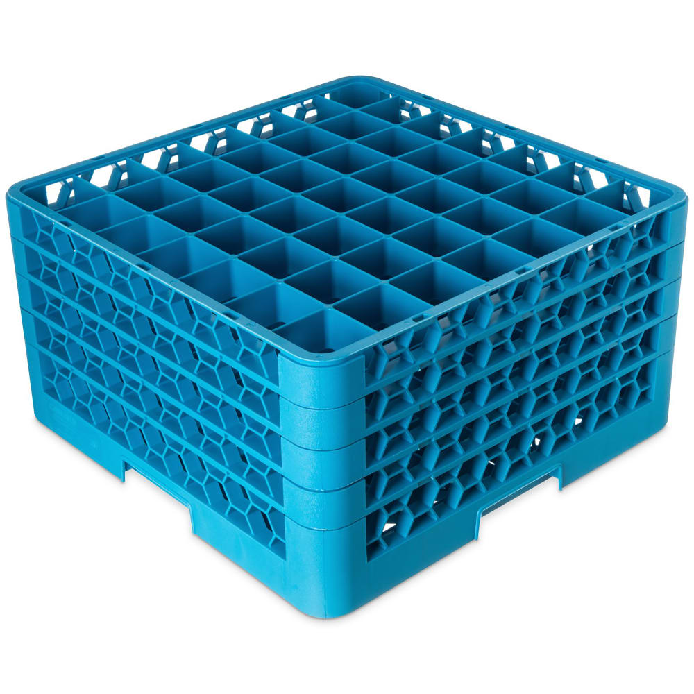 Carlisle OptiClean™ Glass Rack w/ (49) Compartments - (4) Extenders, Blue (RG49-414)