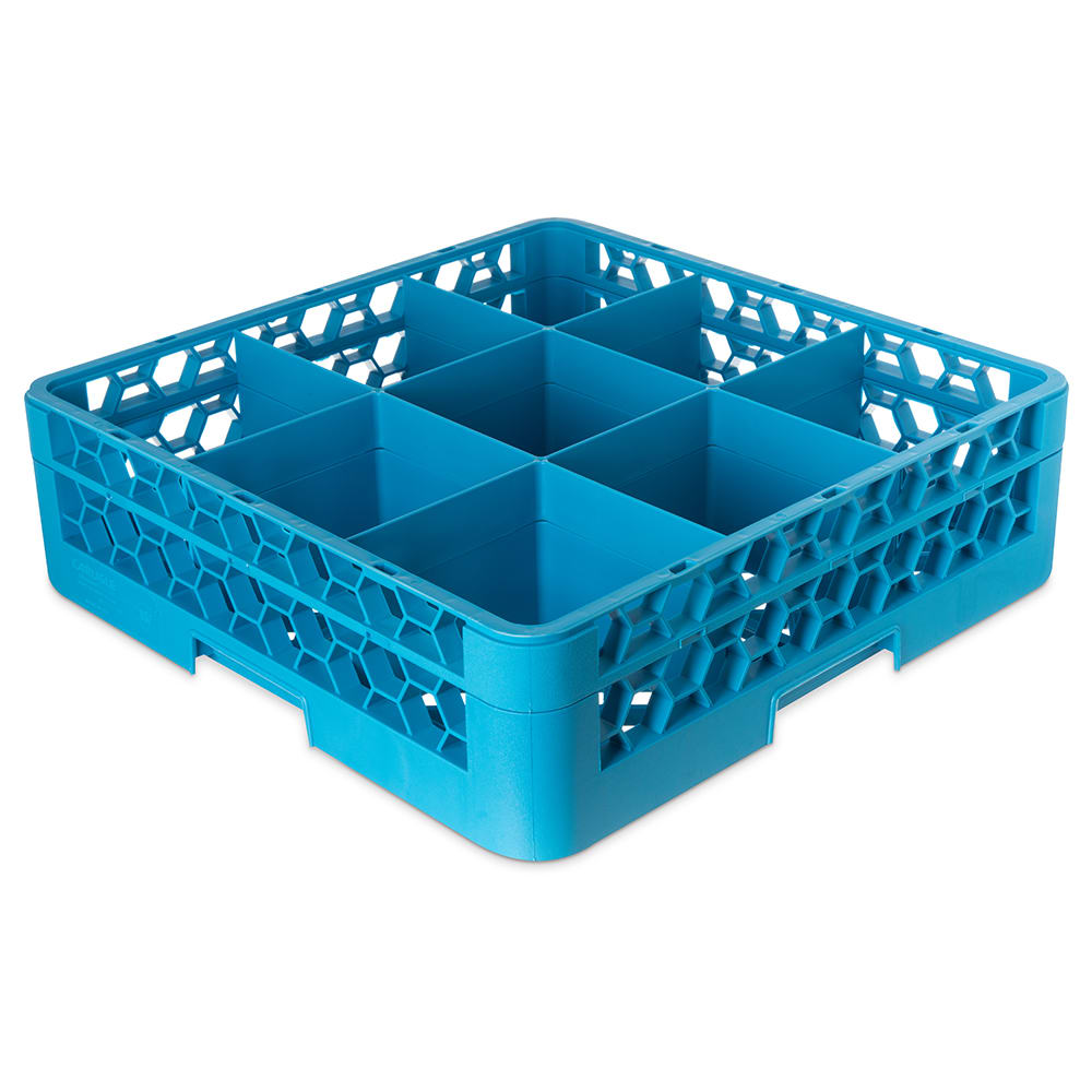 Carlisle OptiClean™ Glass Rack w/ (9) Compartments - (1) Extender, Blue (RG9-114)