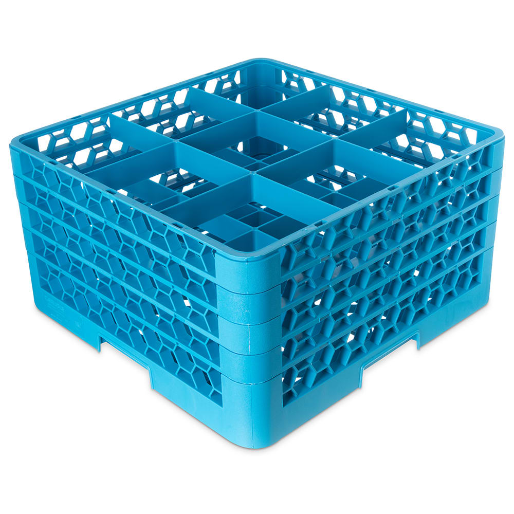Carlisle OptiClean™ Glass Rack w/ (9) Compartments - (4) Extenders, Blue (RG9-414)