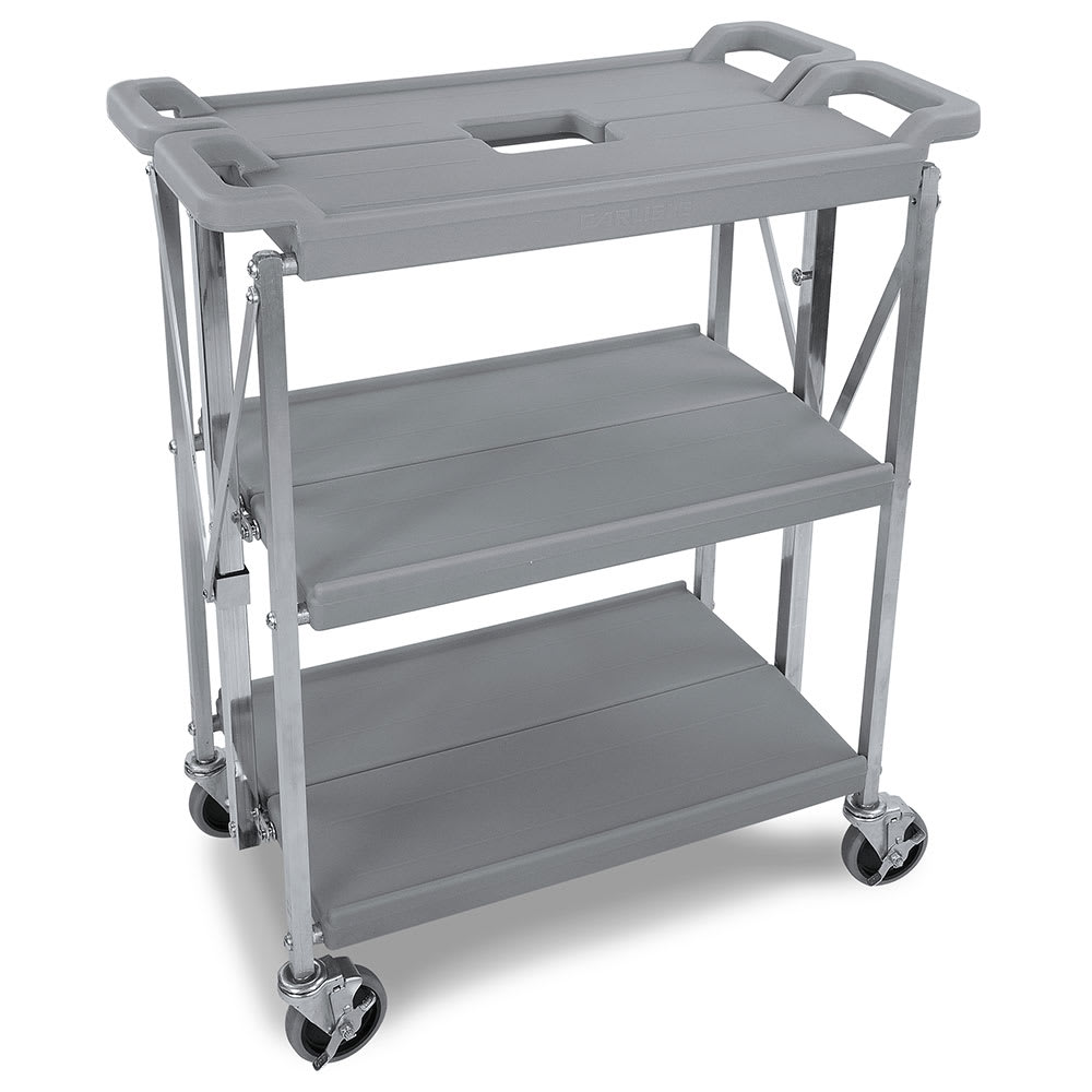Carlisle 3 Level Polymer Utility Cart w/ 350 lb Capacity, Flat Ledges (SBC152123)