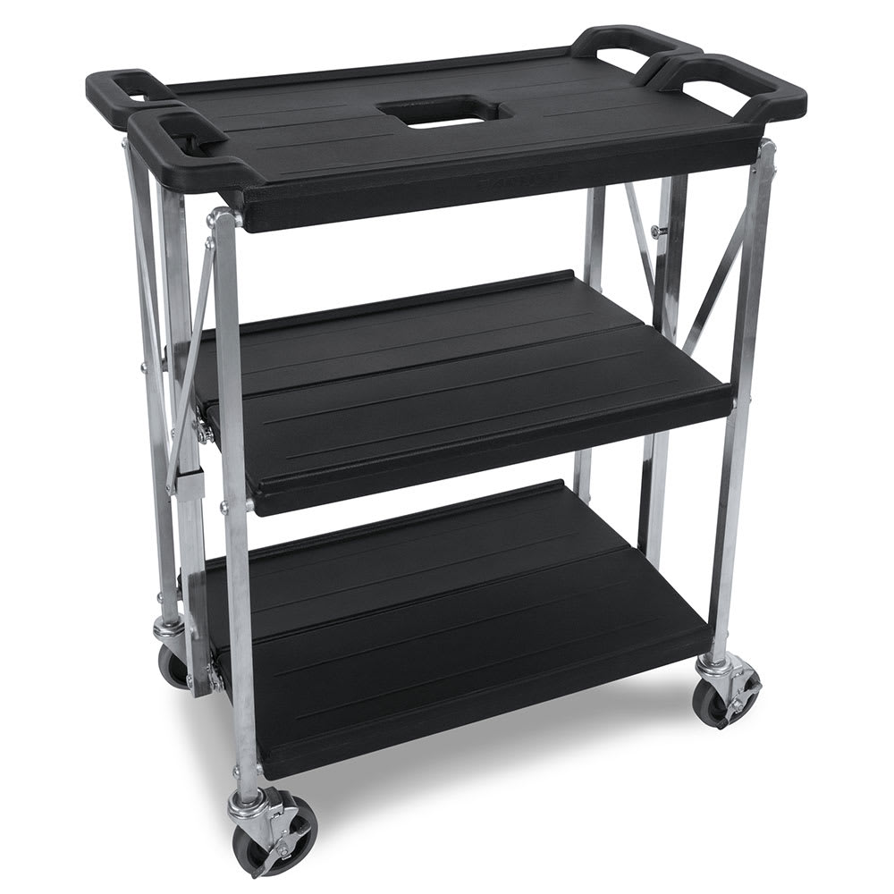 Carlisle 3 Level Polymer Utility Cart w/ 350 lb Capacity, Flat Ledges (SBC152103)