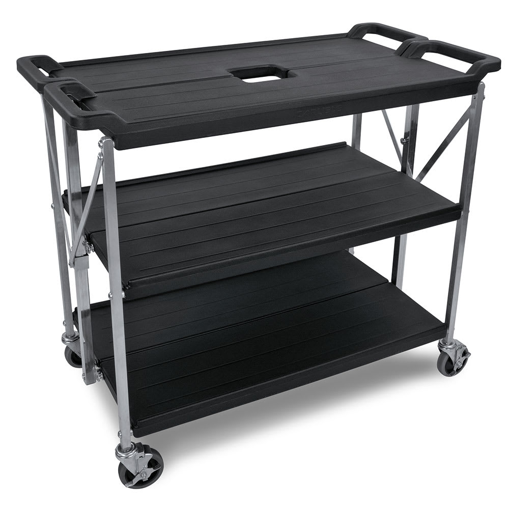 Carlisle 3 Level Polymer Utility Cart w/ 350 lb Capacity, Flat Ledges (SBC203103)