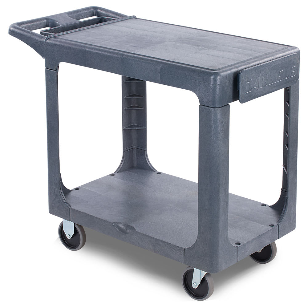 Carlisle 2 Level Polymer Utility Cart w/ 500 lb Capacity, Flat Ledges (UC194023)