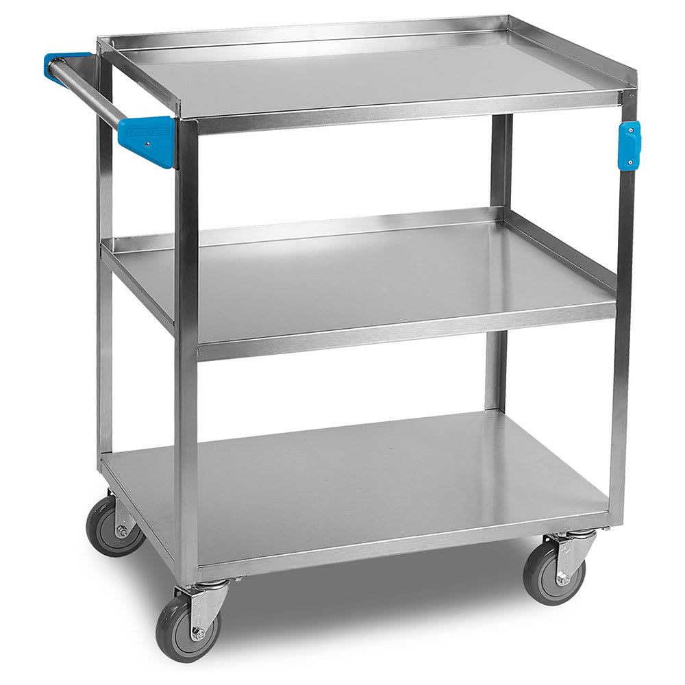 Carlisle 3 Level Stainless Utility Cart w/ 300 lb Capacity, Raised Ledges (UC3031827)