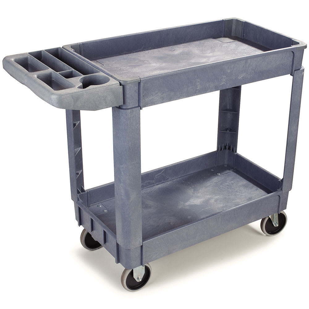 Carlisle 2 Level Polymer Utility Cart w/ 500 lb Capacity, Raised Ledges (UC4018-23)