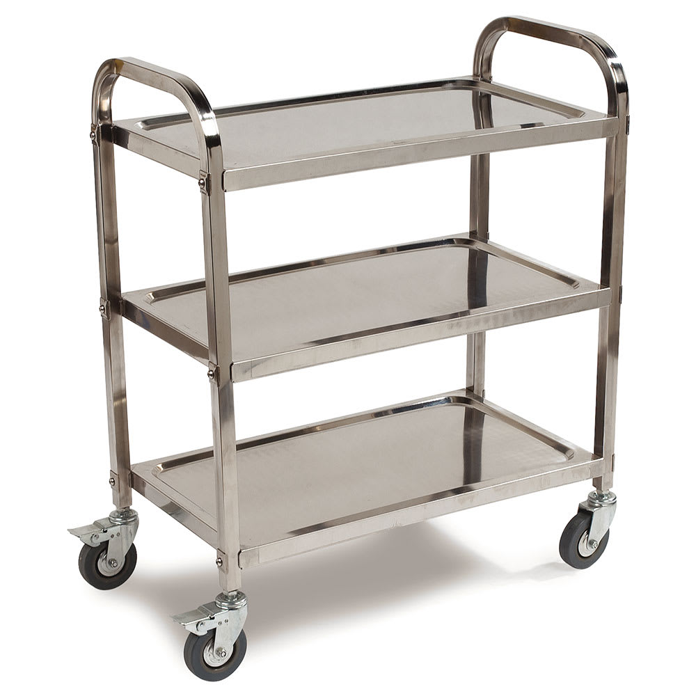 Carlisle 3 Level Stainless Utility Cart w/ 400 lb Capacity, Raised Ledges (UC4031529)