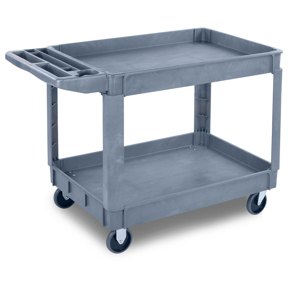 Carlisle 2 Level Polymer Utility Cart w/ 500 lb Capacity, Raised Ledges (UC452523)