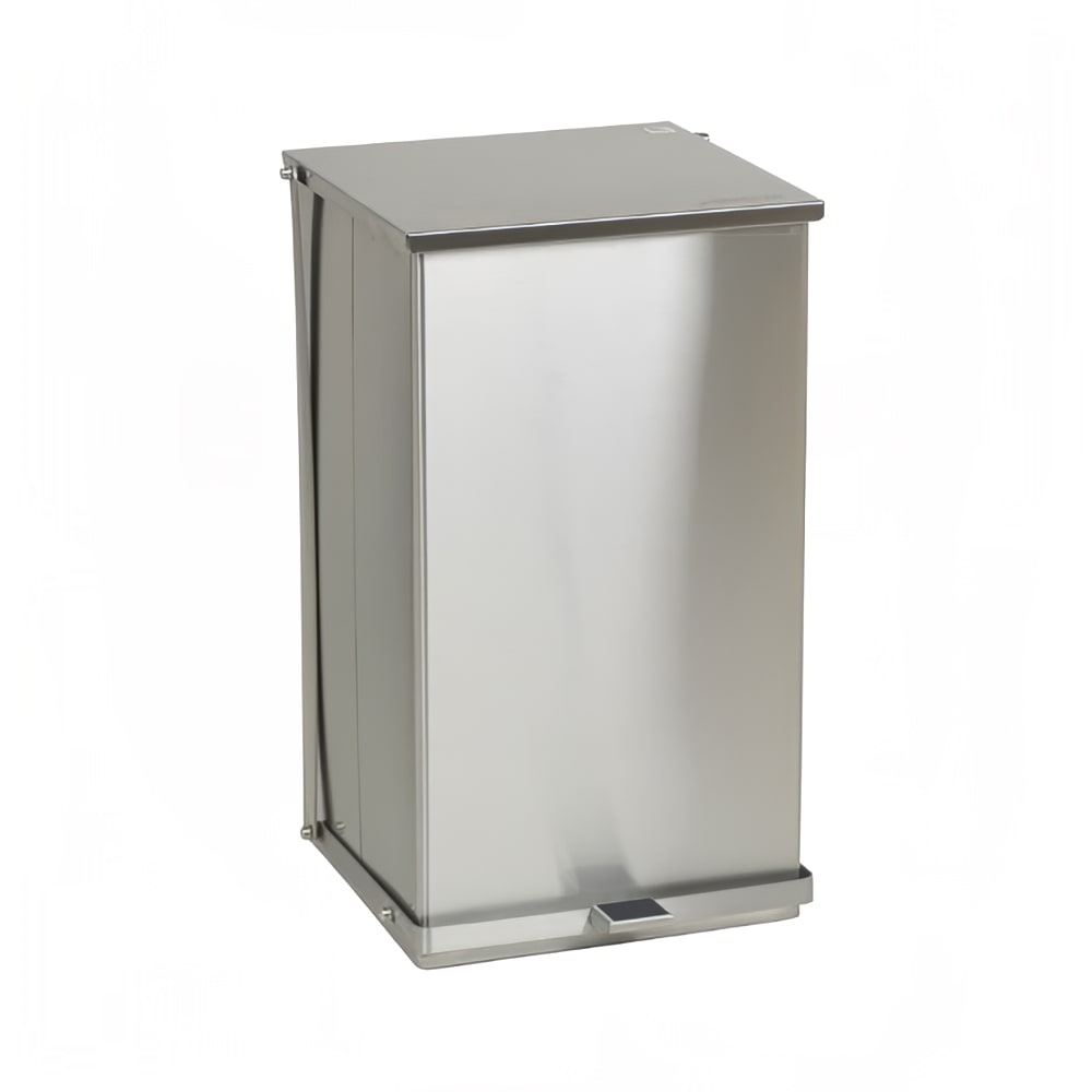 Detecto C-100 25 gal Rectangle Metal Step Trash Can, 27 3/4"L x 16 3/4"W x 17 3/4"H, Stainless