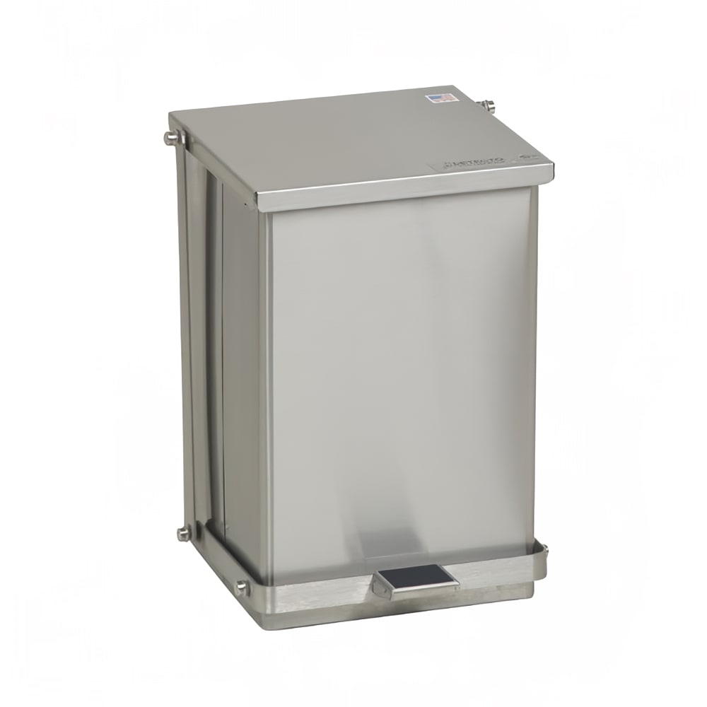 Detecto C24 6 gal Rectangle Metal Step Trash Can, 16"L x 11 3/4"W x 13"H, Stainless