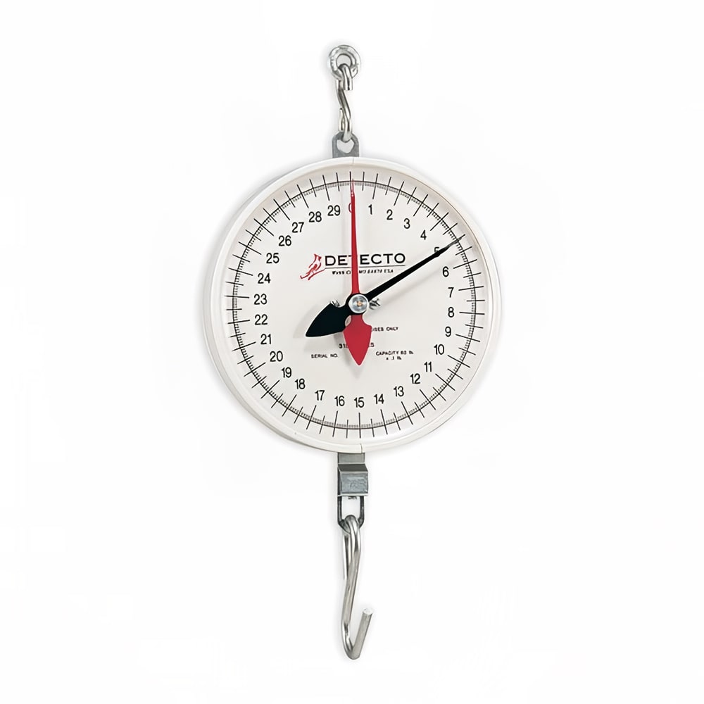 Detecto MCS-20DH Plated S-Hook Hanging Scale w/ Double Dial, 2 Revolution, 20 lb