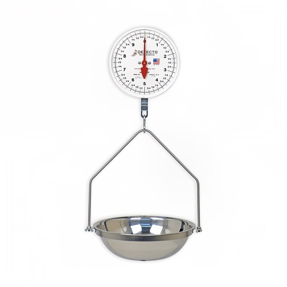 Detecto MCS-20F Hanging Fish & Vegetable Scale w/ 14 1/2" Stainless Pan, 20 lb