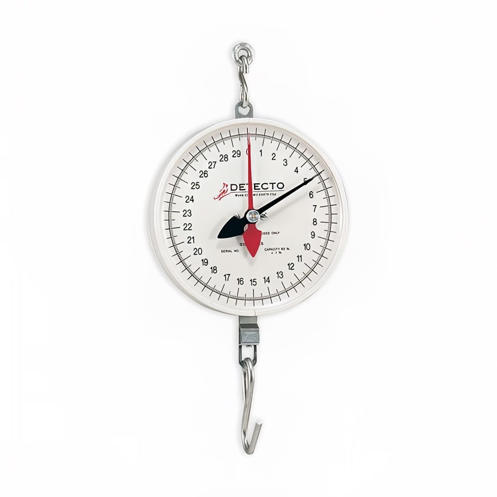 Detecto MCS-40DH Plated S-Hook Hanging Scale w/ 8" Double Dial, 2 Revolution, 40 lb